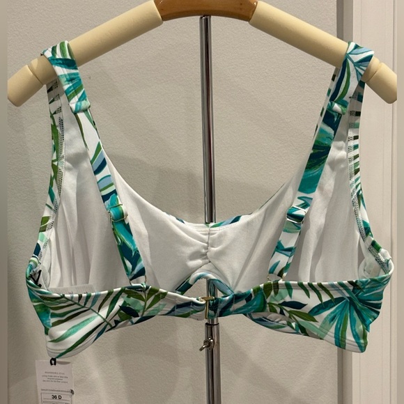 NWT Shade & Shore Green Multi Tropical Leaf Print Bikini Top Size 36D - Picture 2 of 6